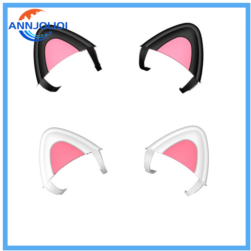 Qj Lovely Kitty Cat Ear อุปกรณ์ตกแต่งหูฟังสายรัดปรับระดับได้
