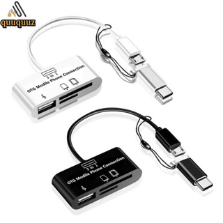 Quu สายเคเบิล USB Type C พอร์ต Micro USB SD TF สําหรับอ่านการ์ด