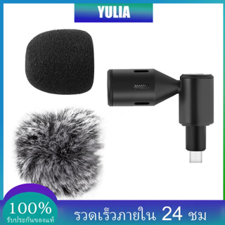 Mini Plug-in Smartphone Microphone Mobile Phone Mic Cardioid Pickup Type-C Plug 90° Angle Adjustable with 2pcs Windscreen for Smartphone Live Streaming Vlog Online Singing