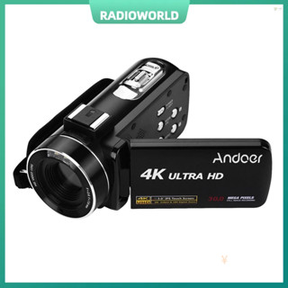 R2di Andoer กล้องบันทึกวิดีโอดิจิทัล 4K DV เซนเซอร์ CMOS พร้อมฮ้อทชู สําหรับเมาท์ไมโครโฟน 3.0 นิ้ว หน้าจอ IPS กันสั่น