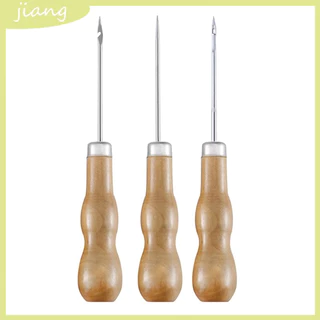 Jnเข็มถักโครเชต์ ด้ามจับไม้ ทรงโค้ง สําหรับเย็บรองเท้าหนัง งานฝีมือ Diy