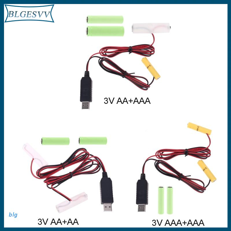 Blg 2In1 5V Usb To 3V Dual Lr6 Lr03 สายเคเบิ้ลพาวเวอร์ซัพพลายแบตเตอรี่ 2X 1.5V Aa ใช้แบตเตอรี่ Aa Aa