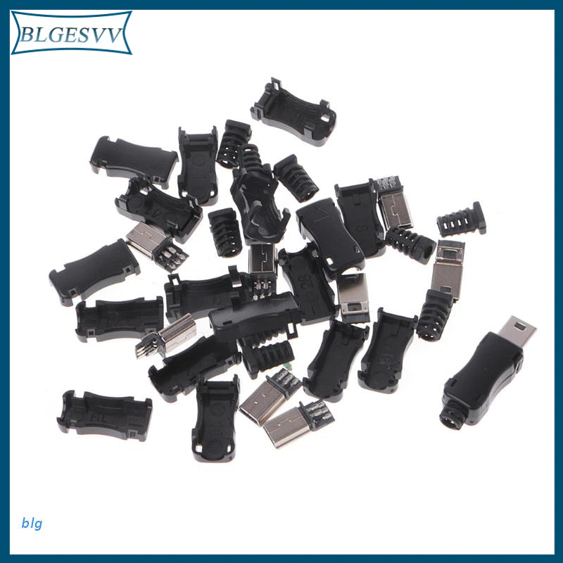Blg ซ็อกเก็ตปลั๊ก Diy Mini Usb 2.0 5PIN พร้อมฝาพลาสติกพร้อมตัวเชื่อมต่อ 10 ชุด