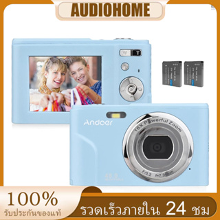 Andoer กล้องดิจิทัล 36MP 1080P หน้าจอ IPS 2.4 นิ้ว ซูม 16x ตั้งเวลาได้เอง หน่วยความจําขยาย 128GB ตรวจจับใบหน้า กันสั่น แบตเตอรี่ในตัว 2 ชิ้น เมาท์ 1/4