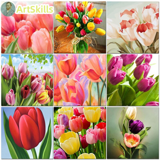 Oil Painting By Numbers Tulip Flower DIY Paint By Numbers On Canvas For Wedding Decoration Adults Kit Unique Gift