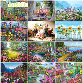 Landscape DIY Paint By Numbers Colorful Flower Kits Acrylic Paints Kit Canvas Painting For Kids Handicraft Decor Wall