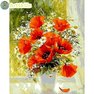 Painting By Numbers Poppies Flower Acrylic Oil Painting Hand Painted Art Gift DIY Picture Kits Home Decoration