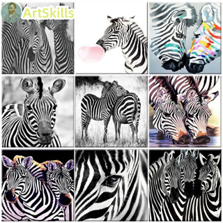 Zebra Oil Painting By Numbers Modern Diy Craft Kits For Adults HandPainted Pictures Drawing Coloring By Numbers Decor