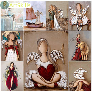 Paint By Numbers Figure Angel Acrylic Unique Gift On Canvas Wall Art Picture By Numbers Girl For Living Room Crafts