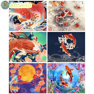 diy frame oil painting by numbers Carp for adults Animals painting on canvas Frameless art Home Wall Decoration