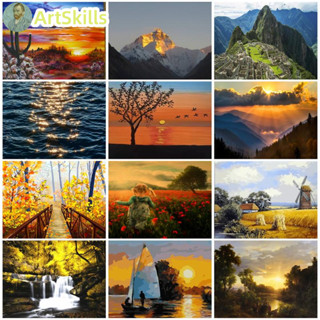 Painting By Numbers Scenery Kits Canvas Painting DIY Coloring By Numbers Wall Art For Home Decor Gift