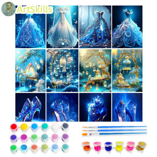 Painting By Number Blue Wedding Dress Drawing On Canvas Home Decoration Pictures Scenery Kits DIY Frame Gift