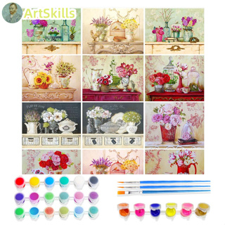 Diy Painting By Numbers Kits Flower Canvas Painting Handpaint Paint By Numbers Wall Art Picture Artwork Drawing