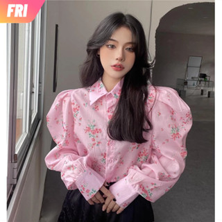 [FRI] เสื้อเชิ้ต แขนสั้น พิมพ์ลาย ขนาดเล็ก แฟชั่น