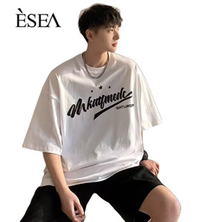 ESEA เสื้อยืดผู้ชายพิมพ์นิยมคอกลมเสื้อยืดผู้ชายเทรนด์แฟชั่นอารมณ์ ins แขนสั้น