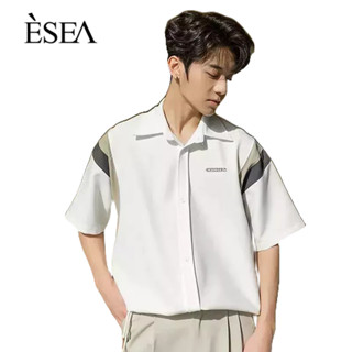 ESEA เสื้อเชิ้ตผู้ชายตัดกันแฟชั่นวินเทจสตรีทใหม่เสื้ออินเทรนด์