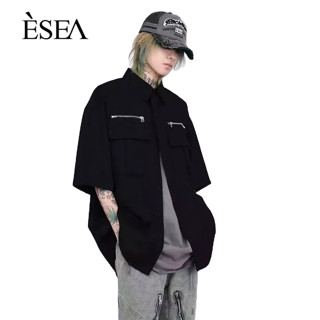 ESEA เสื้อเชิ้ตผู้ชาย เสื้อเชิ้ตผู้ชาย เกาหลี แฟชั่นเข้าได้หลายชุด หลวม เสื้อเชิ้ตผู้ชาย กราฟฟิตี แฟชั่น เทรนด์ High Street ผู้ชาย แขนสั้น