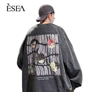 ESEA เสื้อสเวตเตอร์ผู้ชายบางฤดูใบไม้ผลิและฤดูใบไม้ร่วงสไตล์ยุโรปและอเมริกาแฟชั่นแบรนด์แฟชั่นพิมพ์ฮิปฮอปยอดนิยมเสื้อสเวตเตอร์แขนยาวของผู้ชาย