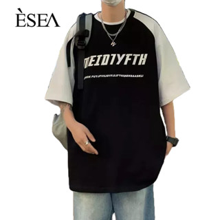 ESEA เสื้อยืดผู้ชายขี้เกียจคอกลมอารมณ์เสื้อยืดผู้ชายเทรนด์แฟชั่นใหม่แขนสั้น