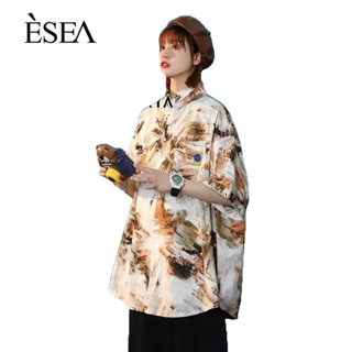 ESEA เสื้อเชิ้ตผู้ชายแฟชั่นแบรนด์อินเทรนด์ฤดูร้อนใหม่แขนสั้นพิมพ์เสื้อเชิ้ตแขนสั้นผู้ชายยอดนิยม