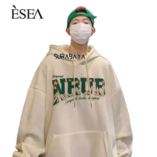 ESEA เสื้อสเวตเตอร์ผู้ชายมีฮู้ดแบรนด์แฟชั่นฤดูใบไม้ผลิและฤดูใบไม้ร่วงพิมพ์ตัวอักษรใหม่ INS สไตล์วรรณกรรมหลวมเสื้อสเวตเตอร์ลําลองของผู้ชาย