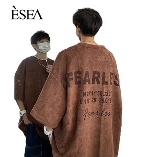 ESEA เสื้อยืดผู้ชายอารมณ์พิมพ์หลวมเสื้อยืดผู้ชายแฟชั่นแนวโน้มอเนกประสงค์คอกลมแขนสั้น