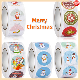 500 ชิ้น / ม้วน สติกเกอร์ธีมคริสต์มาส Merry Christmas สําหรับของขวัญ DIY ซองจดหมาย อุปกรณ์เครื่องเขียน