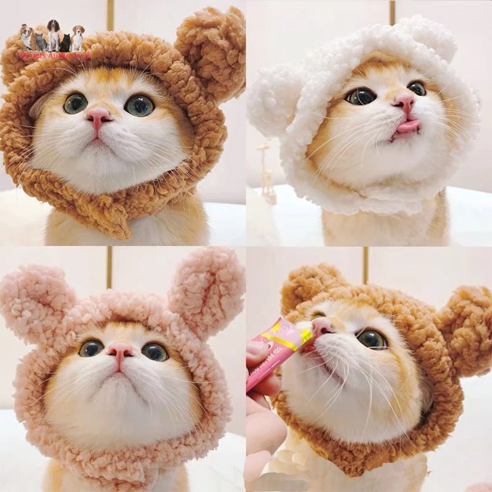 หมวกคอสเพลย์ รูปตุ๊กตาหมีน่ารัก ให้ความอบอุ่น อุปกรณ์เสริม สําหรับสัตว์เลี้ยง สุนัข แมว