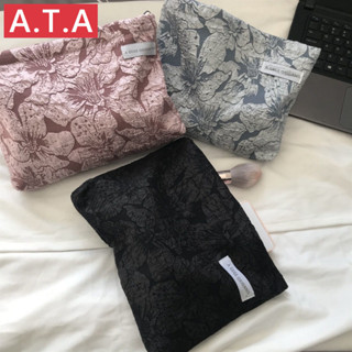 A.t.a ใหม่ กระเป๋าเครื่องสําอาง ลายดอกไม้ สามมิติ ความจุขนาดใหญ่ สไตล์เกาหลี สําหรับผู้หญิง
