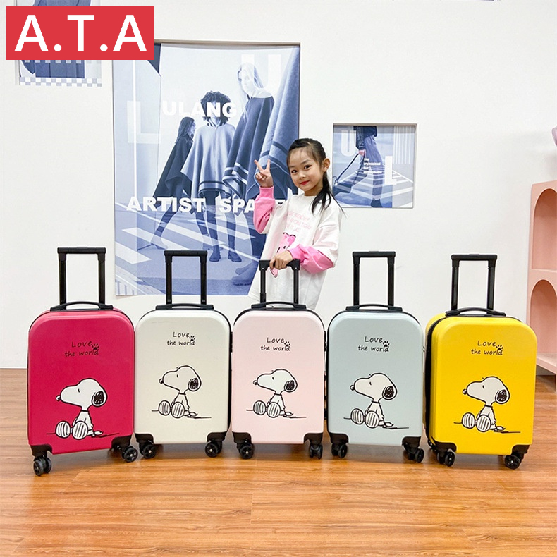 A.t.a กระเป๋าเดินทางล้อลาก ลายการ์ตูน Snoopy มีซิป จุของได้เยอะ ได้มาตรฐาน สําหรับกลางแจ้ง