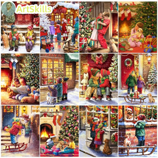 Christmas Oil Painting By Numbers Kid Scenery DIY Paint By Numbers Digital Painting For Home Decor Drawing By Numbers