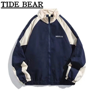 Tide BEAR ใหม่ เสื้อแจ็กเก็ตกีฬา ทรงหลวม สีตัดกัน สไตล์เรโทร อเมริกัน ไฮเอนด์ สําหรับผู้ชาย นักเรียน