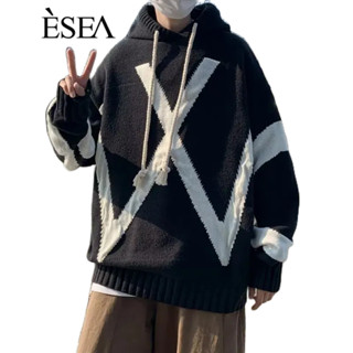 Esea เสื้อกันหนาวลําลอง มีฮู้ด พิมพ์ลายตัวอักษร ทรงหลวม สไตล์ญี่ปุ่น แฟชั่นฤดูใบไม้ผลิ และฤดูใบไม้ร่วง สําหรับผู้ชาย