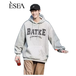 Esea เสื้อกันหนาว มีฮู้ด พิมพ์ลายตัวอักษร เรียบง่าย แฟชั่นฤดูใบไม้ร่วง และฤดูหนาว สําหรับผู้ชาย