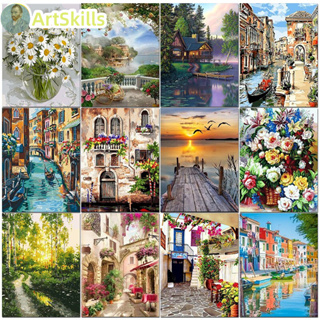 Painting By Numbers For Adults DIY Kits HandPainted City On Canvas With Framed Oil Picture Drawing Coloring By Number