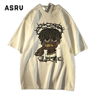 ASRV เสื้อยืด ใหม่ยุโรปและอเมริกาสูงถนนแขนสั้นผู้ชายอเมริกันฮิปฮอปหลวมเสื้อยืดในลมคู่ INS แนวโน้ม