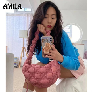 AMILA กระเป๋าใต้วงแขนจับจีบ รูปร่างเมฆ กระเป๋าสไตล์เกาหลี ที่ห้อย แถมฟรี  กระเป๋าขนมจีบไหล่ออกแบบส่วนบุคคล