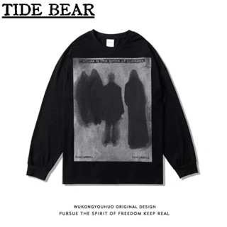 Tide BEAR ใหม่ เสื้อกันหนาว แขนยาว ทรงหลวม พิมพ์ลาย ไฮเอนด์ สไตล์ฮิปฮอป สตรีท อเมริกัน เรโทร สําหรับผู้ชาย