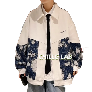 Chillg LAB เสื้อแจ็กเก็ต ทรงหลวม สไตล์สตรีทอเมริกัน แฟชั่นฤดูใบไม้ร่วง สําหรับผู้ชาย