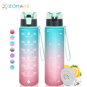 Zomake Tritan ขวดน้ํา พร้อมหลอดดูด ไร้ BPA 1 ลิตร กันรั่ว แบบพกพา สําหรับยิม เล่นกีฬา กลางแจ้ง