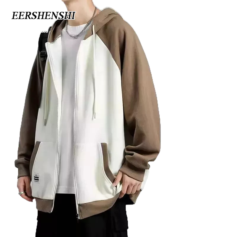 EERSHENSHI เสื้อโค้ท มีฮู้ด สองสี เรียบง่าย แฟชั่นฤดูใบไม้ผลิ และฤดูใบไม้ร่วง สไตล์ยุโรป และอเมริกา สําหรับผู้ชาย