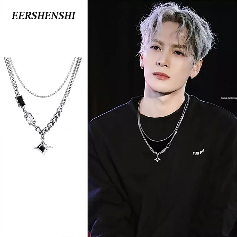 EERSHENSHI สร้อยคอผู้ชายซอกออกแบบความรู้สึกสีดําเพทายดาวแม่น้ํา mangxing ins สไตล์ฮิปฮอปสร้อยคอผู้ชาย