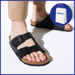 Birkenstock Arizona รองเท้าหนัง สีดํา พร้อมกล่องรองเท้า