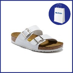 Birkenstock ของแท้จากเยอรมัน Birkenstock รองเท้าแตะ Arizona สองแผ่น สีขาว สไตล์คลาสสิก