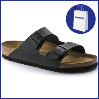 Birkenstock Arizona Birkenstock รองเท้าแตะผู้ชาย ผู้หญิง สองสาย Arizona Birko-Flor สีดํา