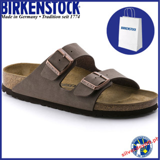 Birkenstock รองเท้าแตะ สองสาย Arizona Birko-Flor Nubuck Mocha สําหรับผู้ชาย ผู้หญิง