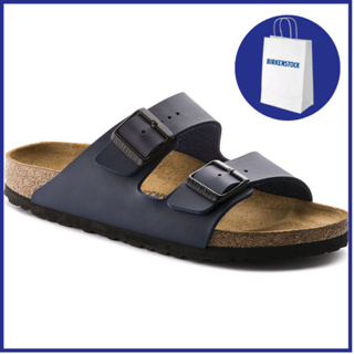 Birkenstock รองเท้าแตะ Arizona Birko-Flor สีฟ้า สําหรับผู้ชาย ผู้หญิง