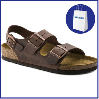 Birkenstock รองเท้าแตะหนัง Milano รัดข้อเท้า สําหรับผู้หญิง และผู้ชาย