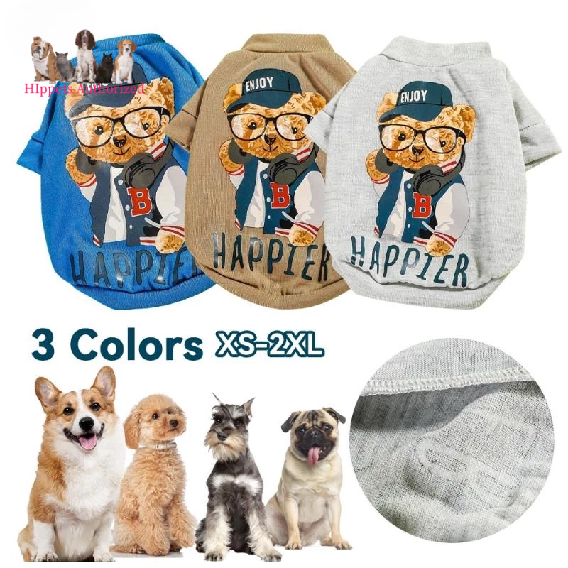เสื้อกั๊กสัตว์เลี้ยง ลายการ์ตูนหมี ระบายอากาศ เหมาะกับฤดูร้อน สําหรับสุนัข แมว HAPPYTIME