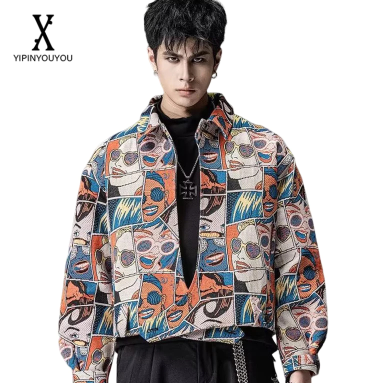 Yipinyouyou เสื้อแจ็กเก็ตแขนยาวลําลอง พิมพ์ลาย แฟชั่นสําหรับผู้ชาย และผู้หญิง